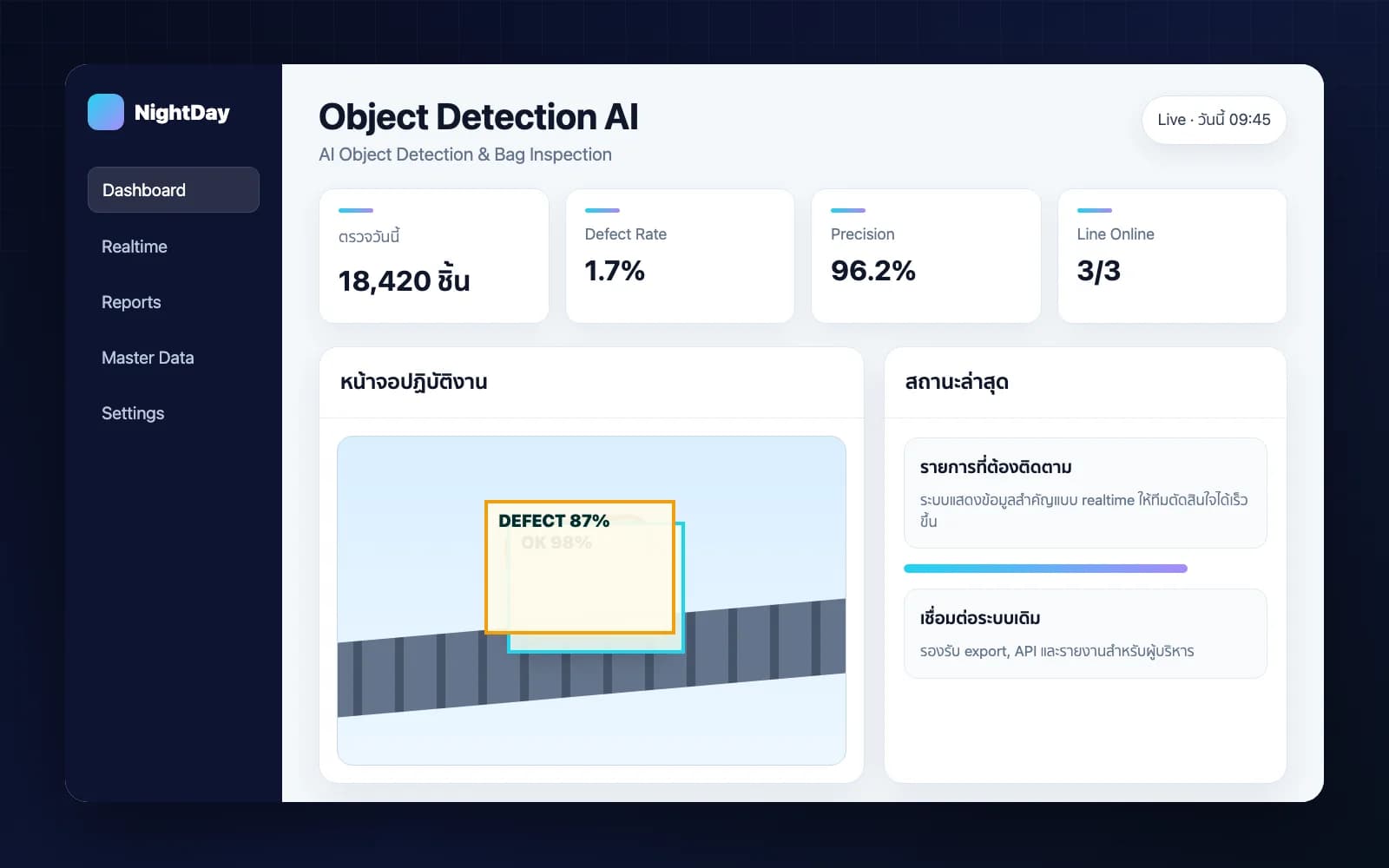ตัวอย่างหน้าจอ Object Detection AI